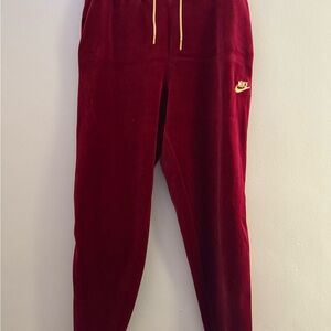 Nike Women’s Burgundy Joggers with Yellow Accents